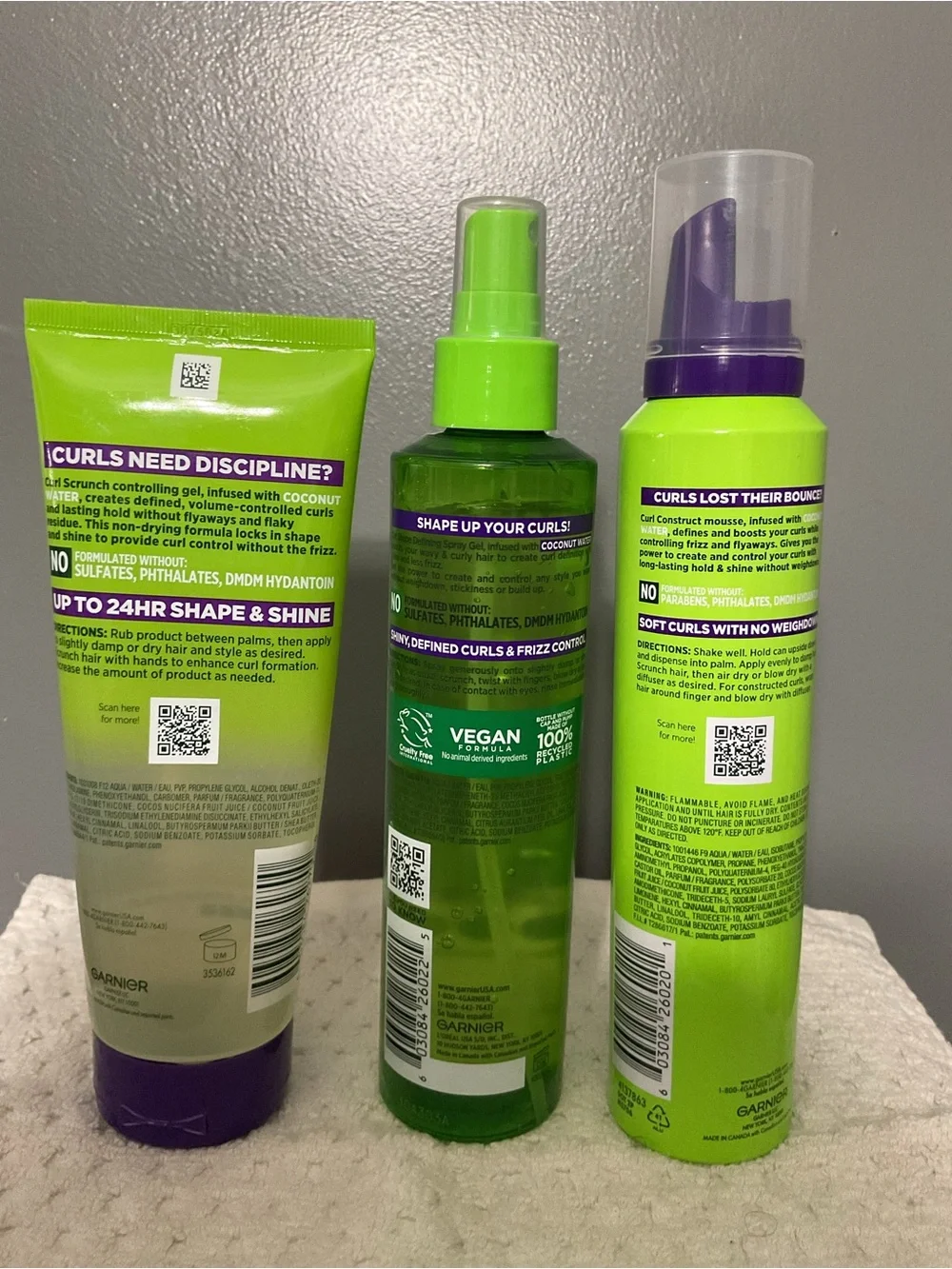 Garnier Fructis Curl Care Trio - Gel, Spray Gel and Mousse